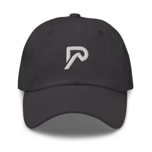 Gorra dad hat sin estructura con visera curvada y cierre ajustable con hebilla en color gris oscuro
